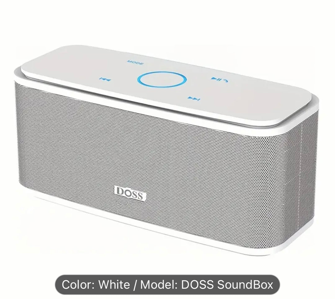 DOSS SoundBox Touch Portable Wireless Speaker with 12W HD Sound and Bass, Touch Control, IPX5 Waterproof, 20H Playtime, Bluetooth 5.0, Handsfree, Speaker for Home, Outdoor, Travel-White