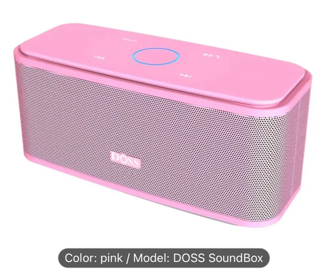 DOSS SoundBox Touch Portable Wireless Speaker with 12W HD Sound and Bass, Touch Control, IPX5 Waterproof, 20H Playtime, Bluetooth 5.0, Handsfree, Speaker for Home, Outdoor, Travel, PINK