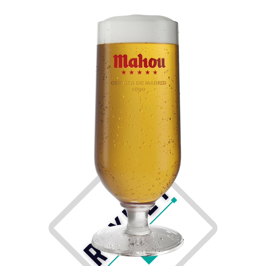 B-Grade Mahou Nucleated Half Pint Glass - 10oz Beer Glass