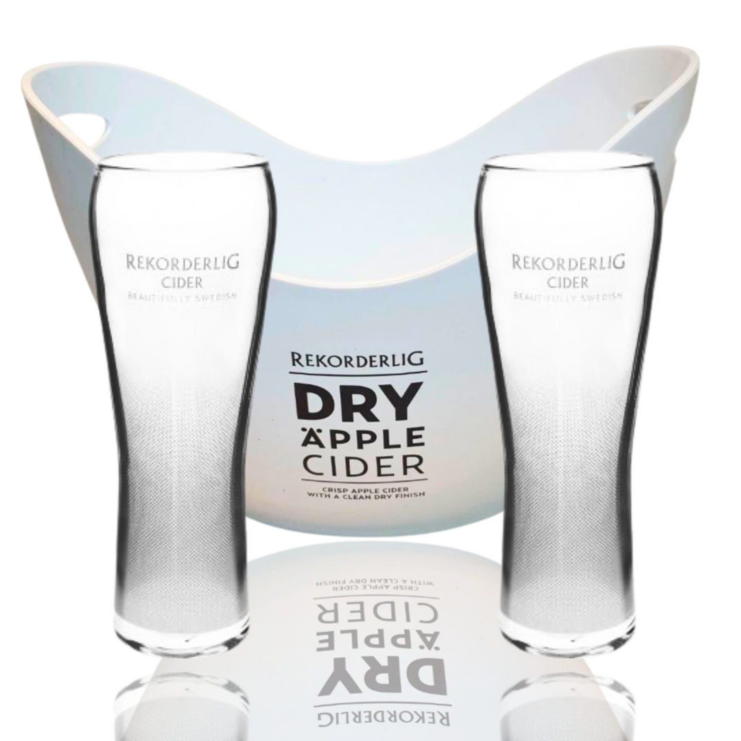 Rekorderlig 8 litre ice bucket and 2 x frosted rekordelig pint glasses