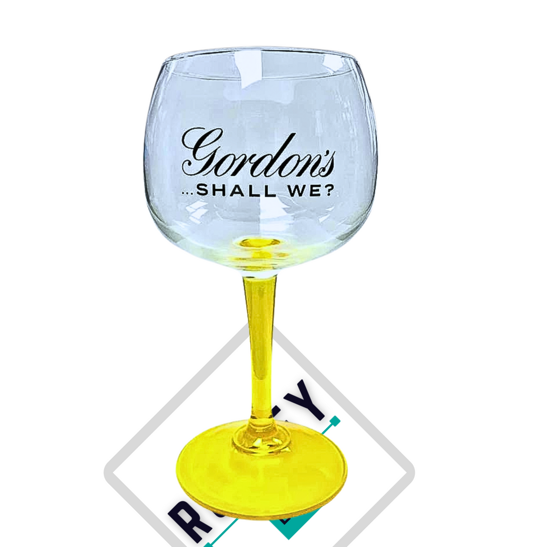 Schweppes yellow stemmed gin balloon glass