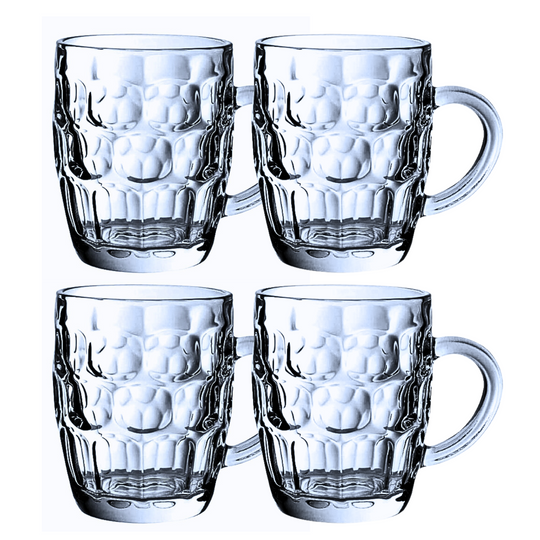 Pint Glass Tankards Set of 4 Dimpled Beer Tankard Traditional Britannia Pint Glasses Mug Beer Stein Beer Mug Roxley