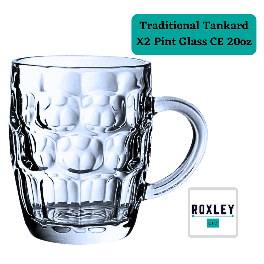 Pint Glass Tankards Set of 2 Dimpled Beer Tankard Traditional Britannia Pint Glasses Mug Beer Stein Beer Mug Roxley