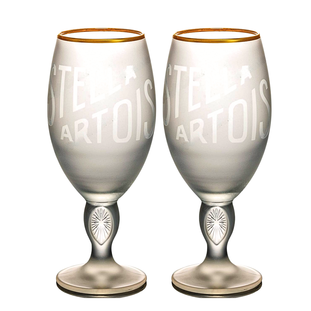 2 x Stella Artois 33cl heritage 3 chalice glass