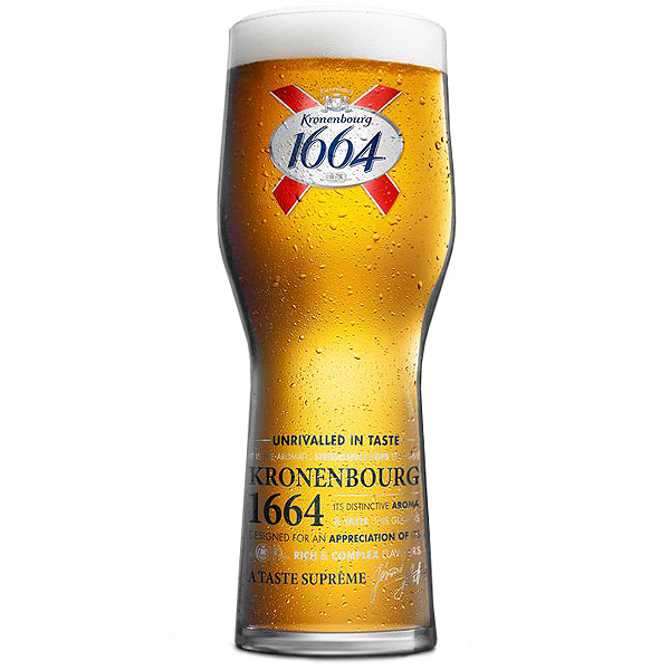 1 x kronenbourg 1664 nucleated pint glass