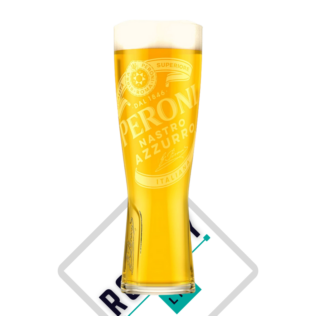 B-Grade Peroni Nucleated Pint Glass - 20oz Beer Glass