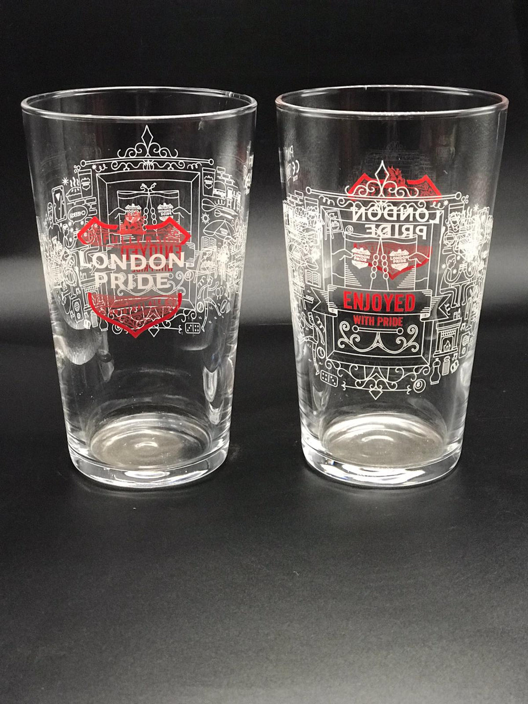 2 x limited edition London pride pint glasses
