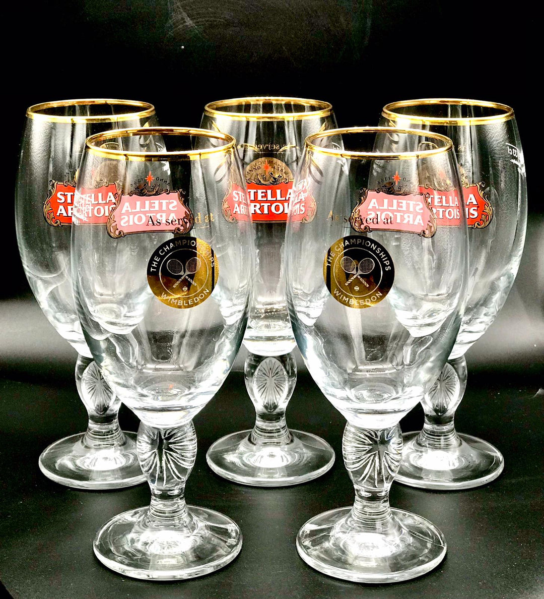 5 x Stella 33cl Wimbledon glasses