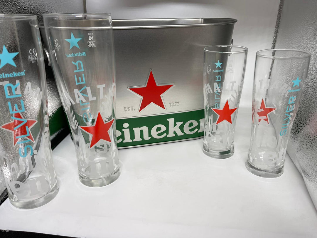Heineken Silver Nucleated Beer Glass Bundle