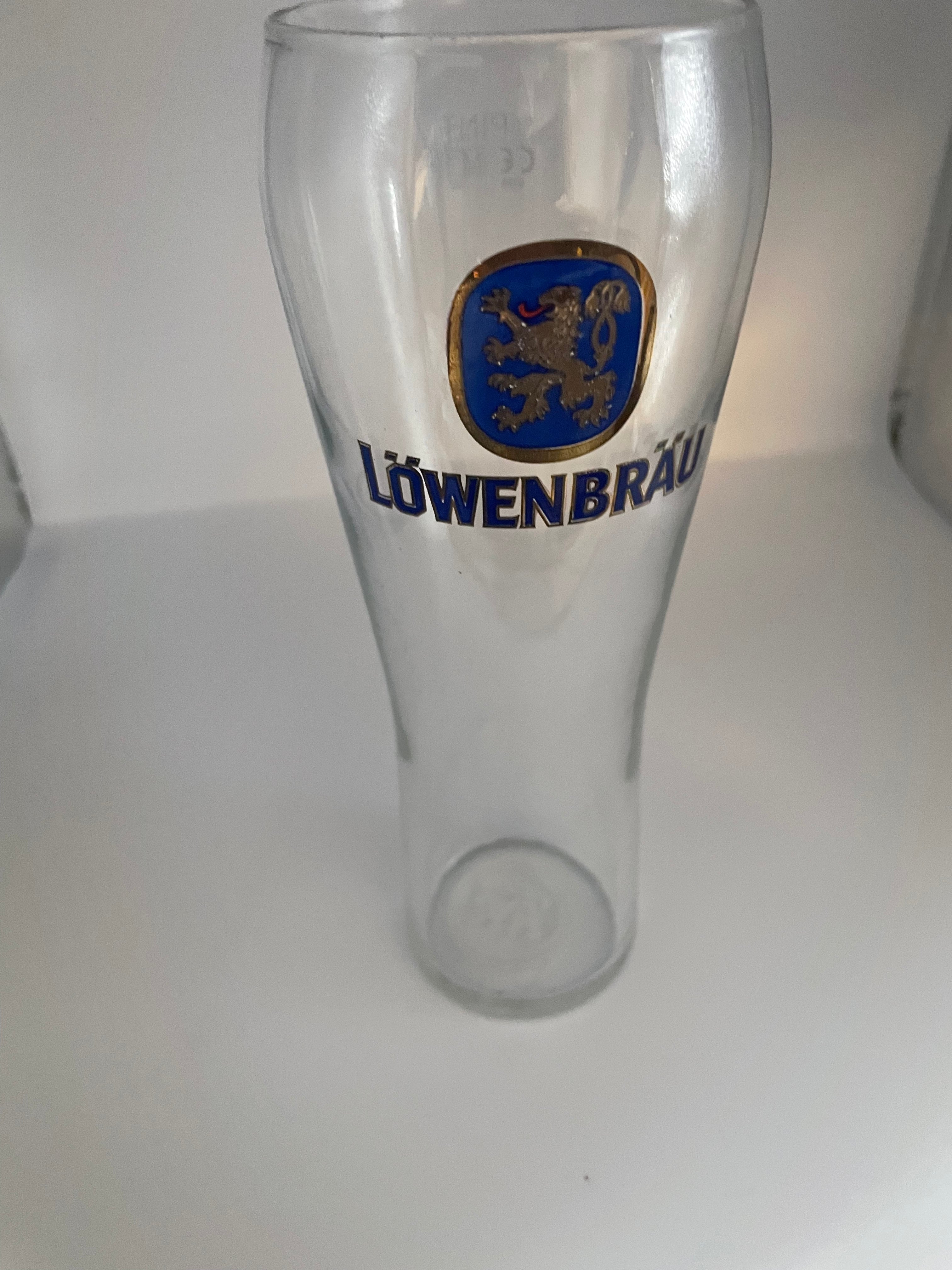 Lowenbrau tall NUCLEATED 20oz pint beer glass UK Glassware