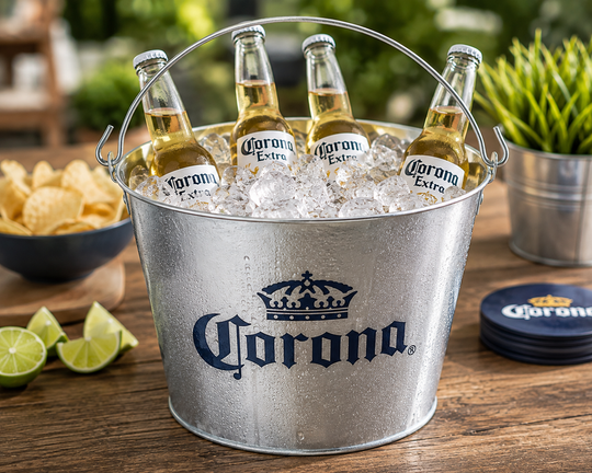 bottle cooler, branded barware, home bar accessories, party drinks bucket, BBQ drinks cooler
