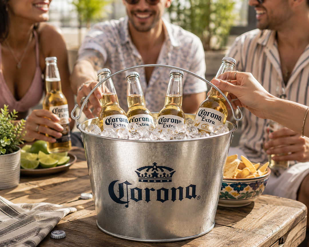 bottle cooler, branded barware, home bar accessories, party drinks bucket, BBQ drinks cooler
