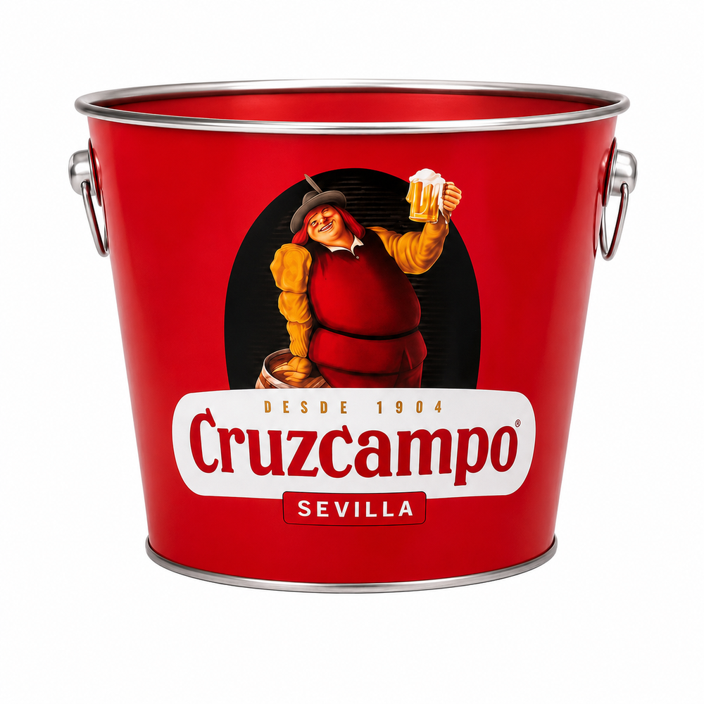 Cruzcampo Home Bar Gift Set – 2 Glasses, Bar Runner, Bucket & Coasters