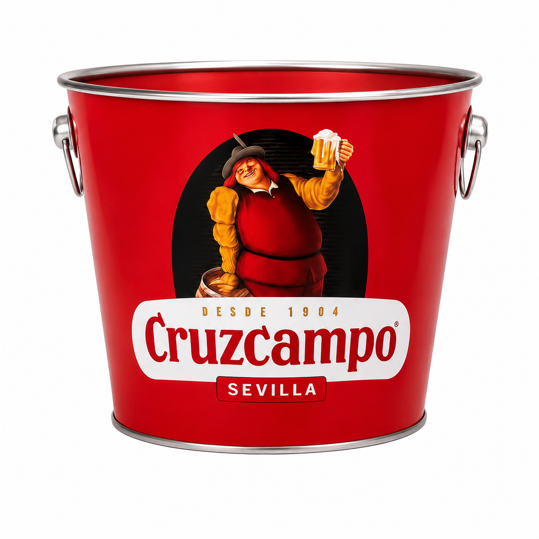 Cruzcampo Home Bar Gift Set – 2 Glasses, Bar Runner, Bucket & Coasters