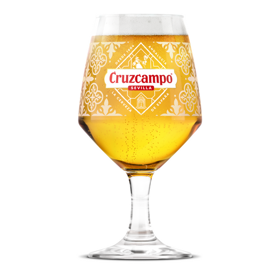 Cruzcampo Nucleated Pint Glass - 20oz Chalice