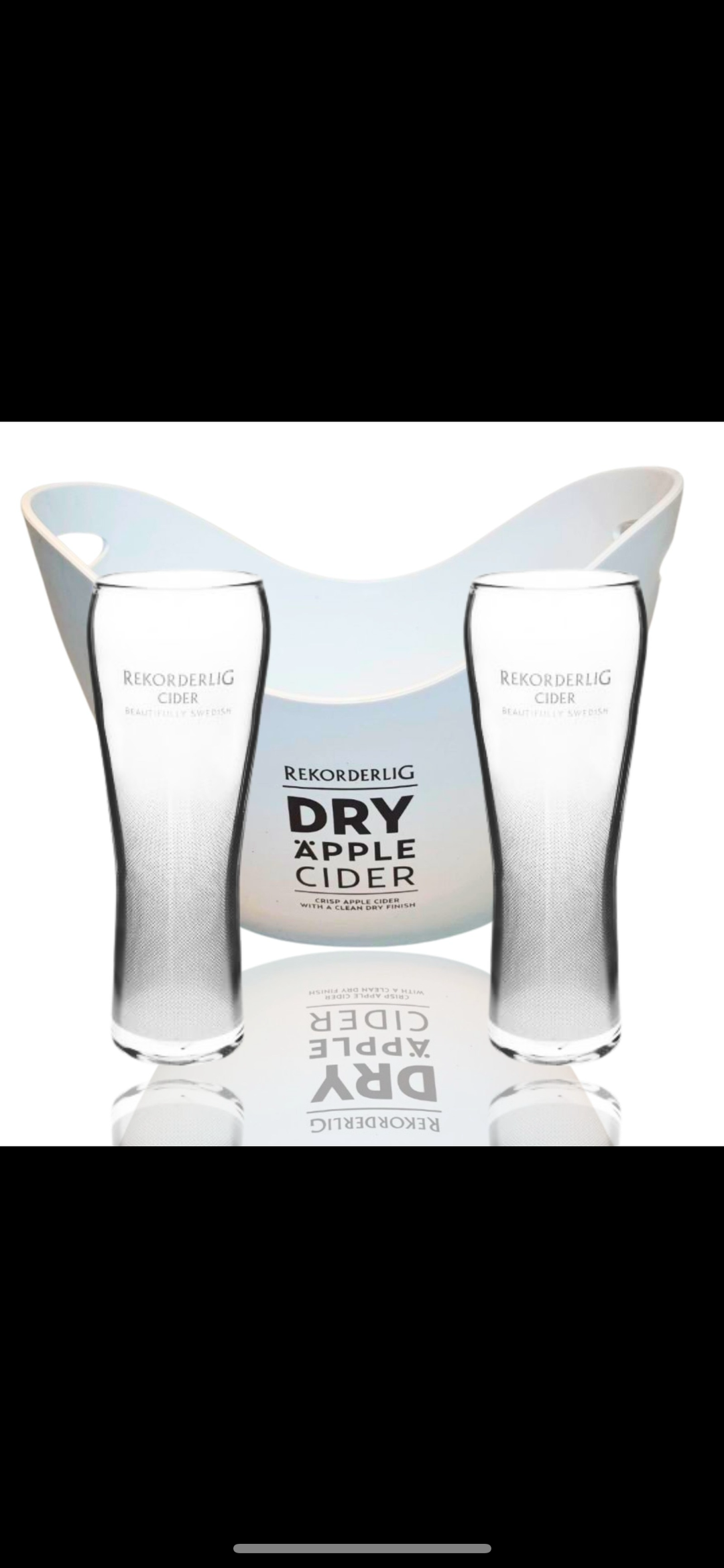 Rekorderlig 8 litre ice bucket and 2 x frosted rekordelig pint glasses