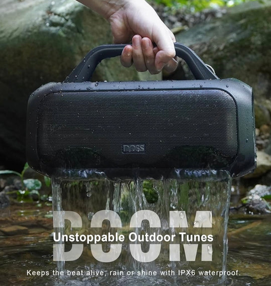 DOSS Extreme Boom S Portable Bluetooth Speaker - 60W Party Speaker with Rich Bass, IPX6 Waterproof, 25H Playtime & LED Lights, Wireless Outdoor Speaker for Camping, Beach, Pool