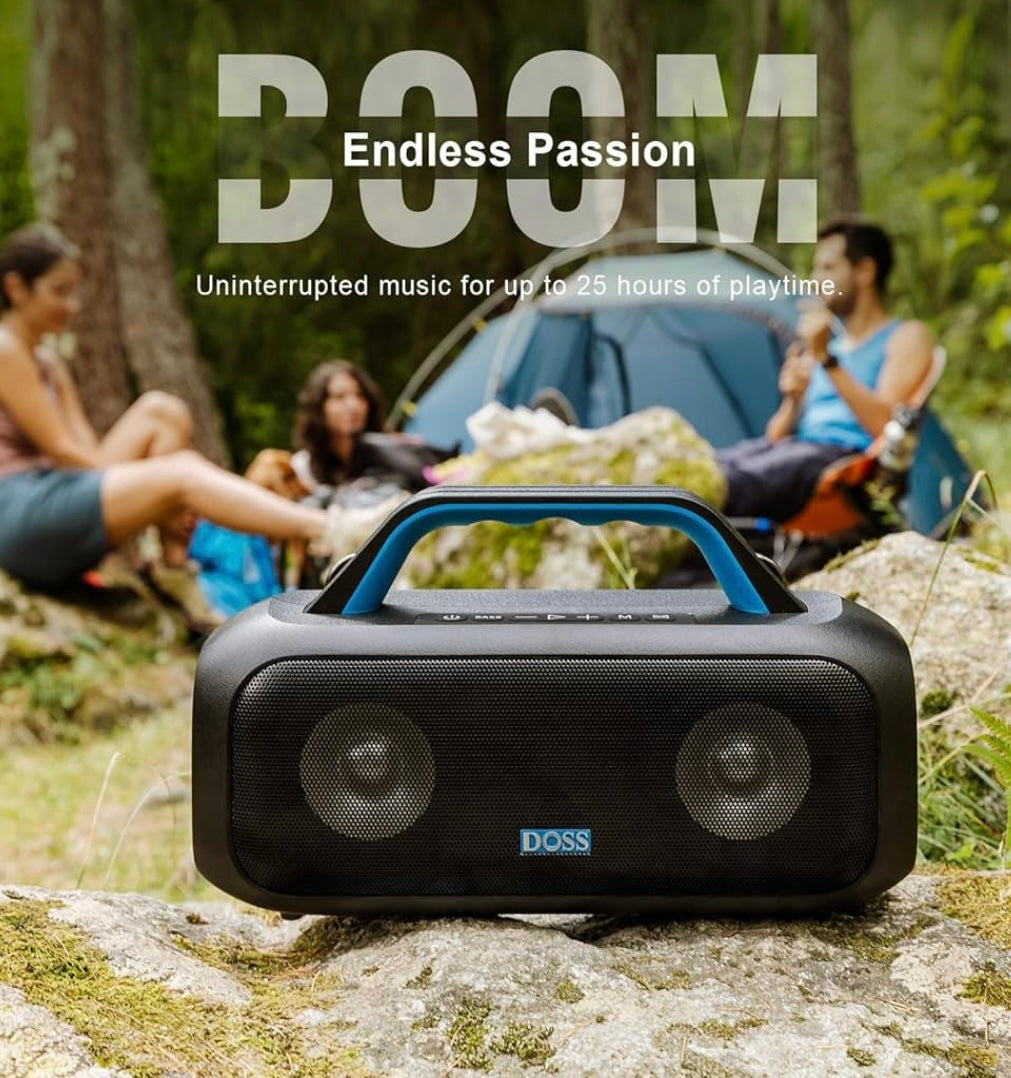 DOSS Extreme Boom S Portable Bluetooth Speaker - 60W Party Speaker with Rich Bass, IPX6 Waterproof, 25H Playtime & LED Lights, Wireless Outdoor Speaker for Camping, Beach, Pool