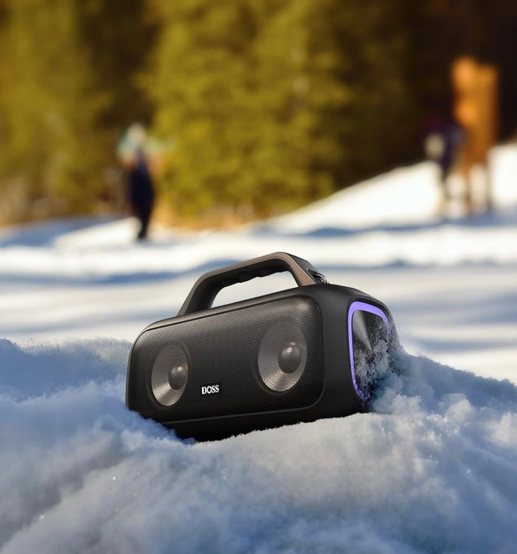 DOSS Extreme Boom S Portable Bluetooth Speaker - 60W Party Speaker with Rich Bass, IPX6 Waterproof, 25H Playtime & LED Lights, Wireless Outdoor Speaker for Camping, Beach, Pool