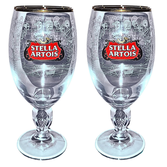 2 x limited edition Stella Artois 33cl UGANDA chalice glass