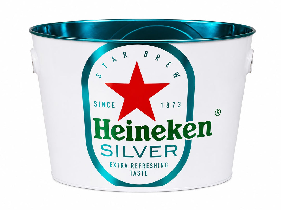 Heineken silver bucket and glass set