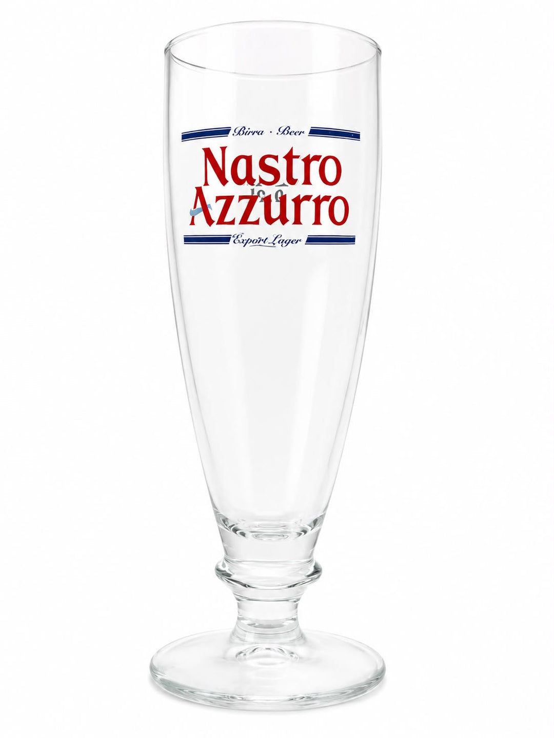Nastro Azzurro Branded Beer Glass – Stemmed Pint Lager Glass – Home Bar Gift