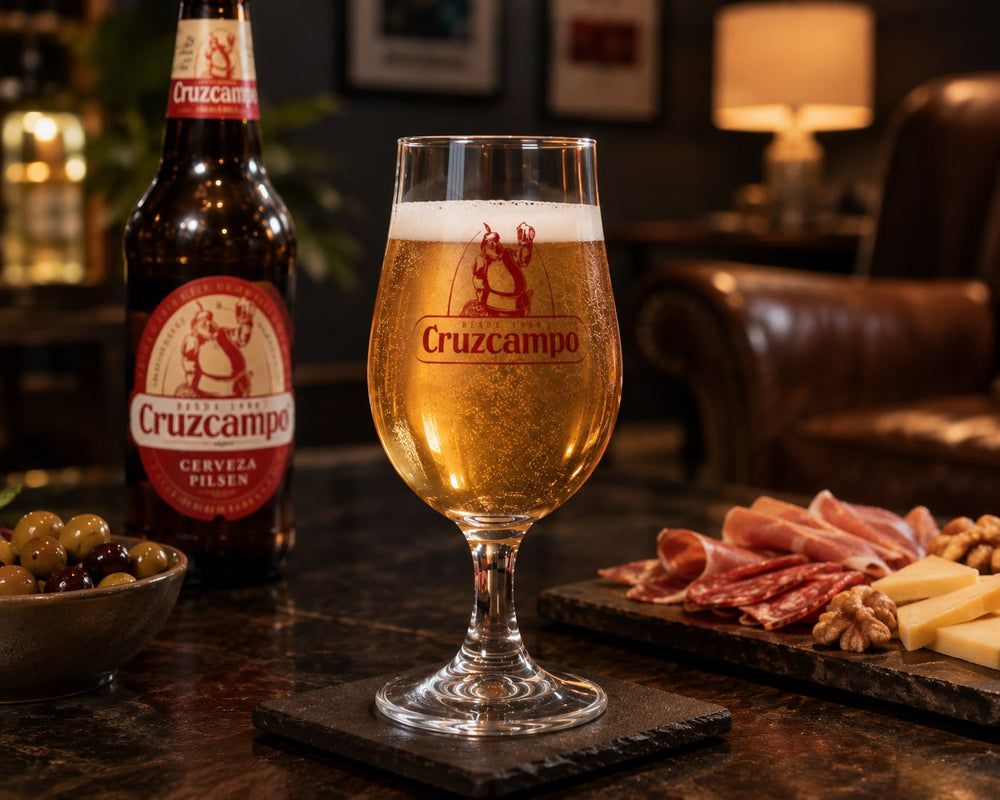 Cruzcampo Stemmed Beer Glass – Branded Spanish Lager Glass