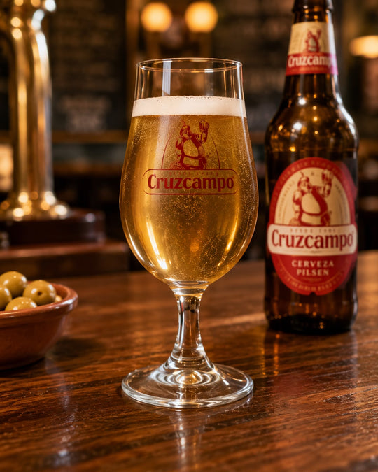 Cruzcampo Stemmed Beer Glass – Branded Spanish Lager Glass