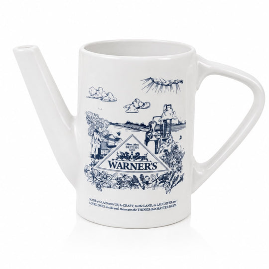 Warner’s British Gin white ceramic watering-can-shaped cocktail jug
