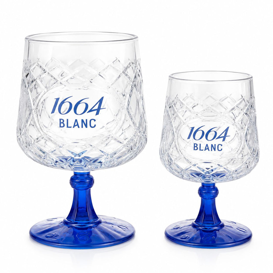 Kronenbourg 1664 Blanc Blue Stem Glass Set – Two Sizes