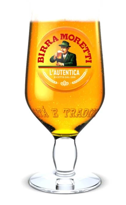 Birra Moretti 20oz nucleated Chalice Beer pint Glass